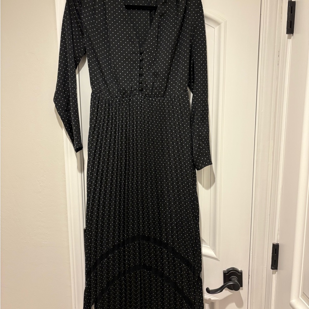 The Kooples Black Long Sleeve Dress with Dots